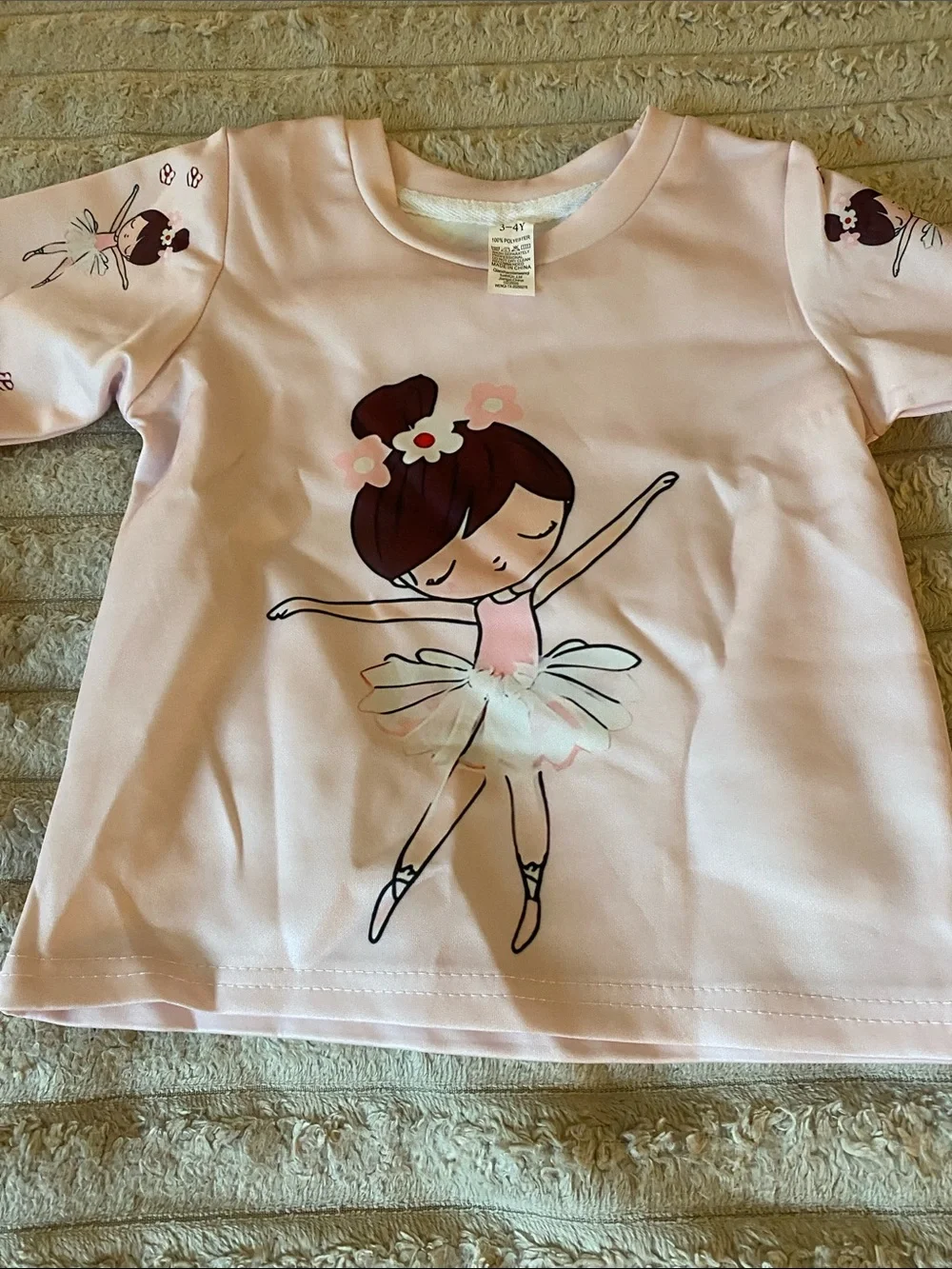 NWOT, DUO Girls' Purple Butterfly Print Long Sleeve Top and Pink Ballerina Top